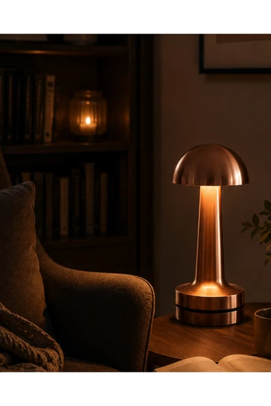Dokunmatik Mantar Gece Lambası Bronz LED Masa Aydınlatması ürün görseli 1