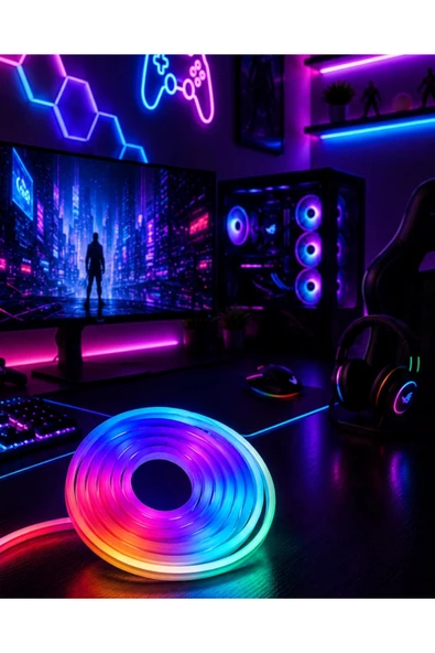 Kumandalı Su Geçirmez RGB Led Şerit Işık Müzik Senkronlu Neon Led ürün görseli 1