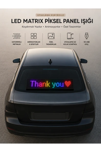 LED Matrix Piksel Panel Işığı USB Uygulama Kontrollü Kaydırmalı Yazı Ekranı ürün görseli 1