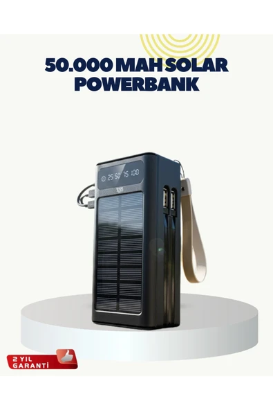 LED Aydınlatmalı Güneş Panelli Powerbank Seyahat ve Kamp İçin ürün görseli 1