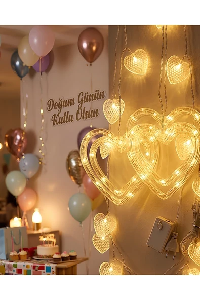 Romantik Kalp LED Işık Neon Görünümlü Dekoratif Oda Lambası ürün görseli 1