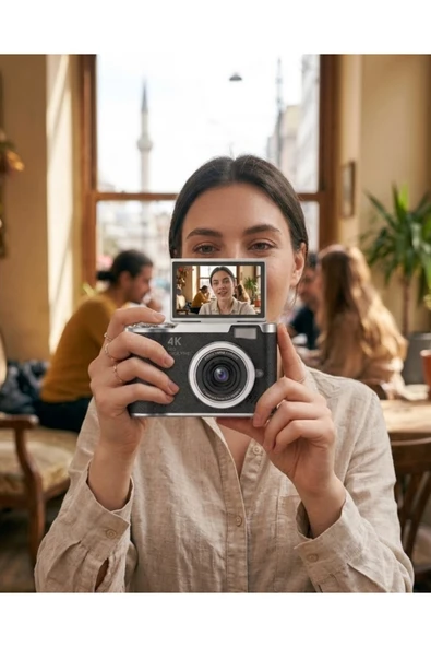48 MP Kompakt Dijital Kamera 4K Video 8X Zoom ve Flip Ekran Selfie Vlog Uyumlu ürün görseli 1