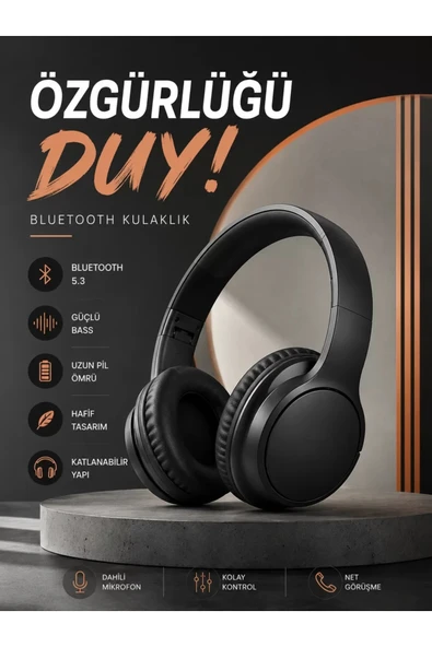 Kulak Üstü Bluetooth Kulaklık Ayarlanabiilir Uzun Pil Ömrü Kablosuz 5.0 Bluetooth ürün görseli 1