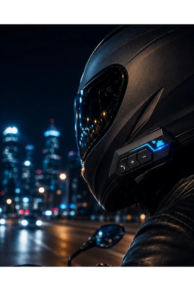 Bluetooth Motosiklet Kask Kulaklığı Mikrofonlu Kablosuz Sürüş Intercomu ürün görseli 1