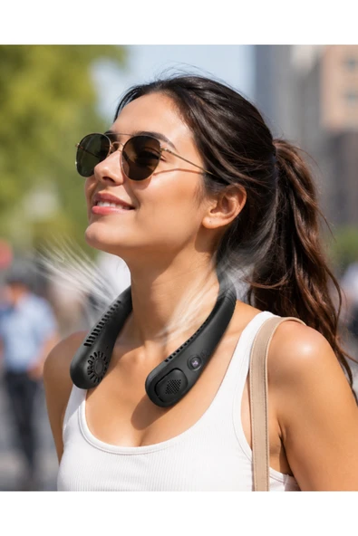 5 Modlu 4 Fanlı Uzun Şarj Süreli Boyun Askılı Taşınabilir Fan ürün görseli 1