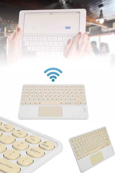 Android ve İOS Uyumlu Bluetooth Klavye Touchpad Slim Kablosuz Wifi Q Klavye - Resim 5