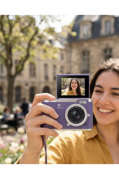 4K Dijital Kamera 48 MP Flip Ekran Vlog ve Fotoğraf Makinesi ürün görseli 1