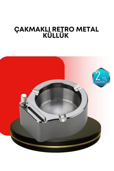 Paslanmaz Çakmaklı Küllük Modern Masa Üstü Aksesuar ürün görseli 1