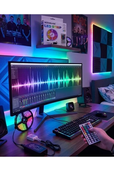 5050 RGB LED Şerit 5 Metre Uzaktan Kumandalı Ortam Aydınlatma Led ürün görseli 1