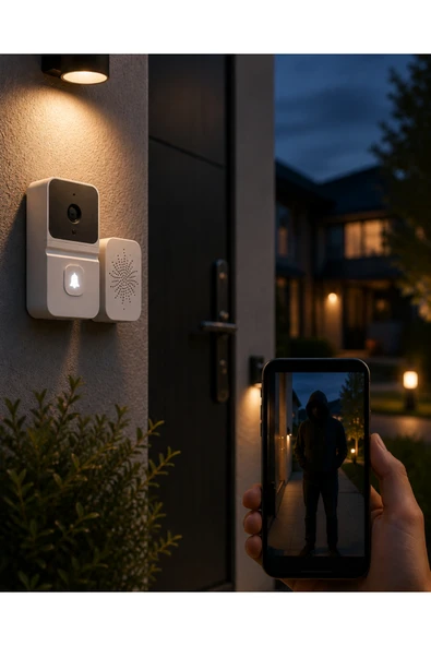 WiFi Akıllı Kapı Zili Gece Görüşlü Kameralı Kablosuz Güvenlik Sistemi ürün görseli 1