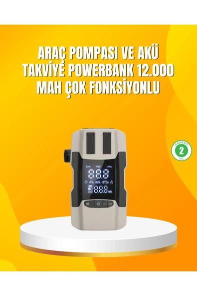 12.000 mAh Akü Takviye Powerbank Dahili Hava  Dijital Ekranlı ürün görseli 1