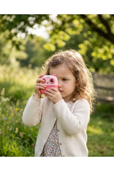 Anında Fotoğraf Baskılı Çocuk Kamerası 5 Rulo Kağıt 6 Renk Kalem Hediyeli Eğitici Oyuncak Kamera ürün görseli 1