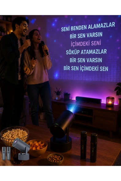 3ü 1 Arada Karaoke ve Projeksiyon Sistemi Çift Mikrofon Destekli ürün görseli 1