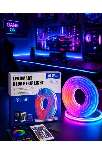 RGB Neon Led Şerit Işık Kumandalı USB Girişli Su Geçirmez Şerit Led ürün görseli 1