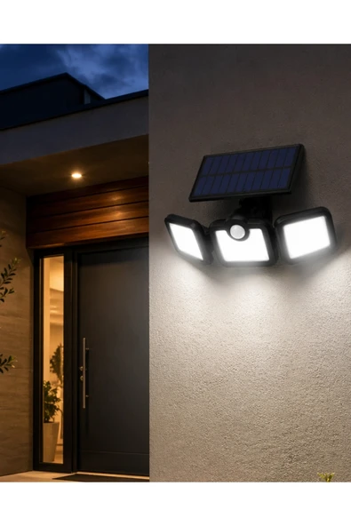 Solar Sensörlü LED Projektör Hareket Algılayıcılı Güneş Enerjili Bahçe Lambası Dış Mekan Aydınlatma ürün görseli 1
