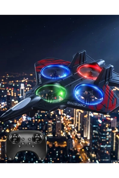 LED Işıklı Uzaktan Kumandalı Drone Fighter Jet Tasarımlı 360 Derece Dönebilen Oyuncak Uçak ürün görseli 1