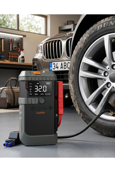 Akıllı Lastik Şişirme Kompresörü Akü Takviye Özellikli LED Fenerli Taşınabilir Güç Ünitesi ürün görseli 1