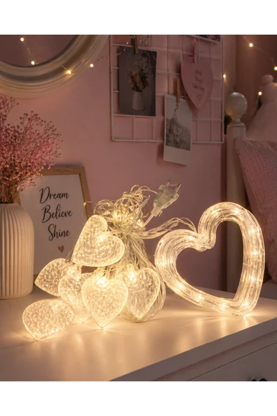 Kalp Figürlü LED Neon Dekor Işığı Romantik Ortam Aydınlatması ürün görseli 1