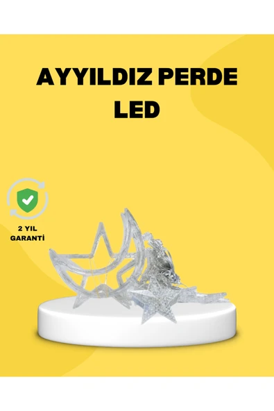 126 LED’li Yıldız Ay Perde Işık Prizden Çalışan Dekoratif Aydınlatma ürün görseli 1