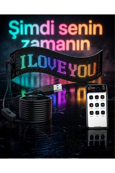 60 cm LED Matrix Panel 16x96 Piksel Bluetooth Kontrollü RGB Kayan Yazı Ekranı ürün görseli 1