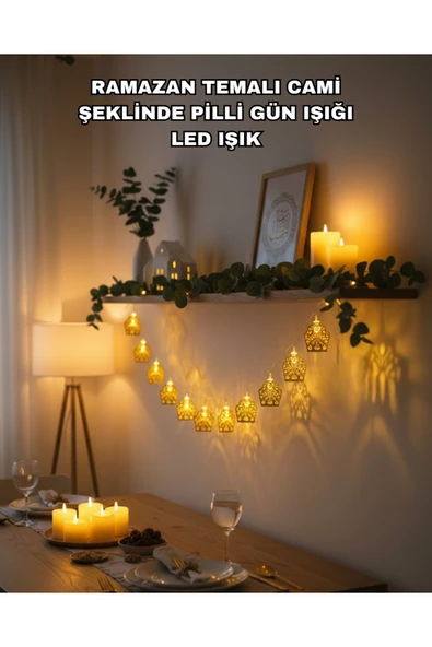 Ramazan Bayram Süslemesi İçin LED Işık Cami Figürlü Dekoratif Tasarım ürün görseli 1