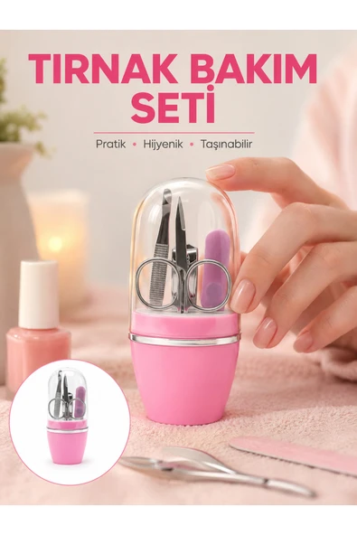 Tırnak Bakım Manikür Pedikür Seti 4 Parça Pembe Minimal ve Dayanıklı ürün görseli 1