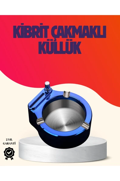 Yuvarlak Metal Küllük Çakmak Entegreli Dayanıklı Yapı ürün görseli 1