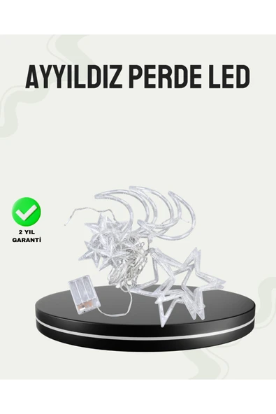Prizli Yıldız Ay Perde LED Işık Ev ve Organizasyon Dekoru ürün görseli 1