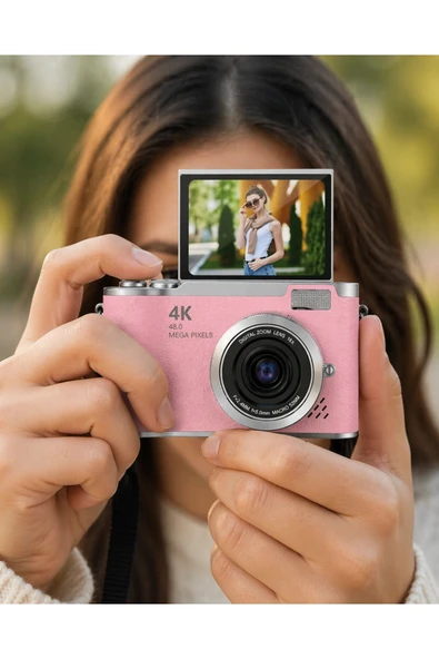 48 MP Vlog Kamera 1080P Video Flip Screen Uzun Pil Ömrü Selfie Kamera ürün görseli 1