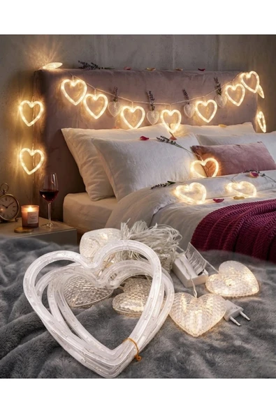 Kalp Şeklinde LED Neon Işık Dekoratif Romantik Oda ve Duvar Lambası ürün görseli 1