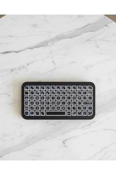Siyah Kablosuz Mini RGB Işıklı Klavye Bluetooth 5.2 İnce Tasarım ürün görseli 1