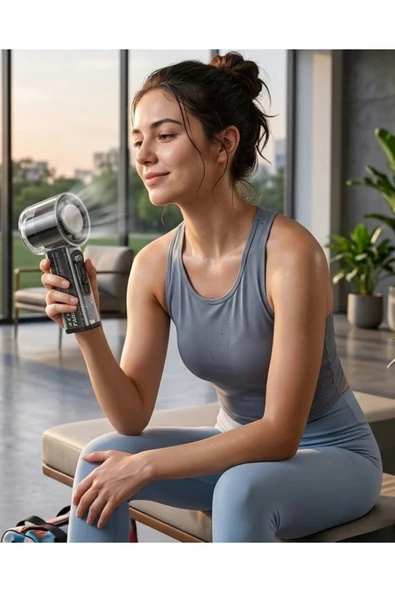 Dijital Ekranlı USB Şarjlı Güçlü Taşınabilir El Fanı ürün görseli 1