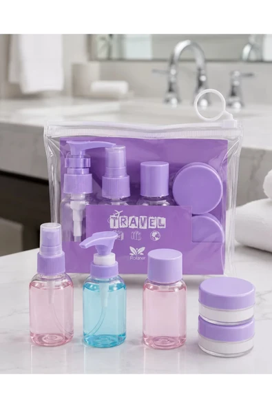 Şeffaf Seyahat Dolum Şişesi Seti 5 Parça Kozmetik Organizer ürün görseli 1
