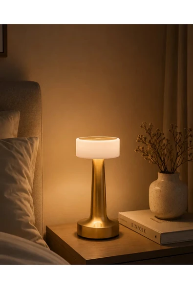 Gold Kare LED Masa Lambası Şarjlı Dimmer Kontrollü Dekoratif Işık ürün görseli 1