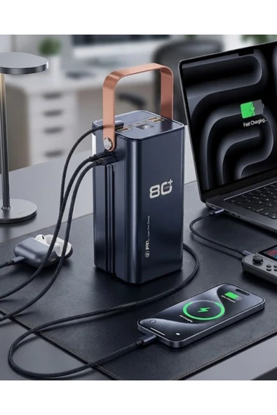 80000 mAh Taşınabilir Powerbank Süper Hızlı Şarj Çoklu Çıkış ve LED Göstergeli ürün görseli 1