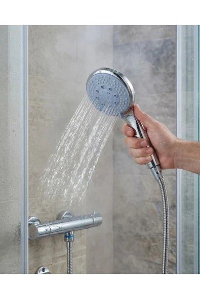Spiral Hortumlu 4 Kademeli El Duşu Seti Duvar Askılı Banyo Duş Başlığı ürün görseli 1