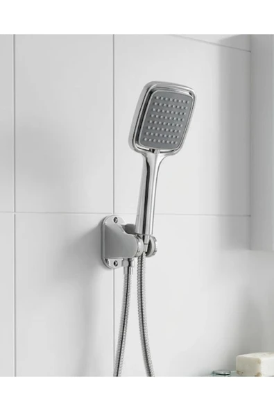 Siyah Duş Seti El Duşu Başlığı Spiral Hortum ve Duvar Askısı Banyo Duş Seti ürün görseli 1
