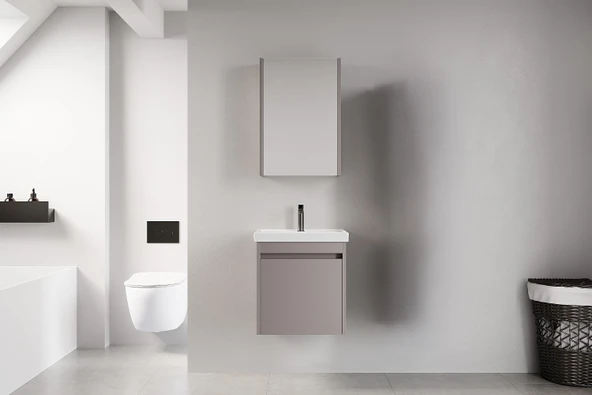 Denko Milano 50 cm MDF Kül Gri Banyo Dolabı Takımı ürün görseli 1
