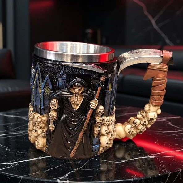 3D İskelet Tasarımlı - Paslanmaz Çelik İçli - Gotik Kupa Bardak ürün görseli 1