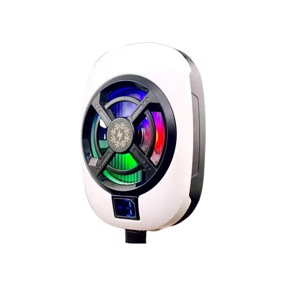 HADRON HDX4612 Manyetik Telefon Soğutucu Fan RGB Isı Göstergeli Beyaz ürün görseli 1