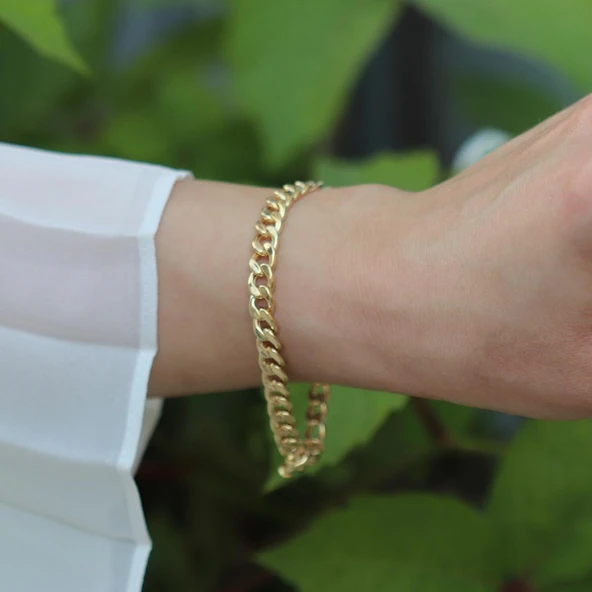 Gurmet Modeli Gold Kaplama Hallow Bileklik - Resim 3