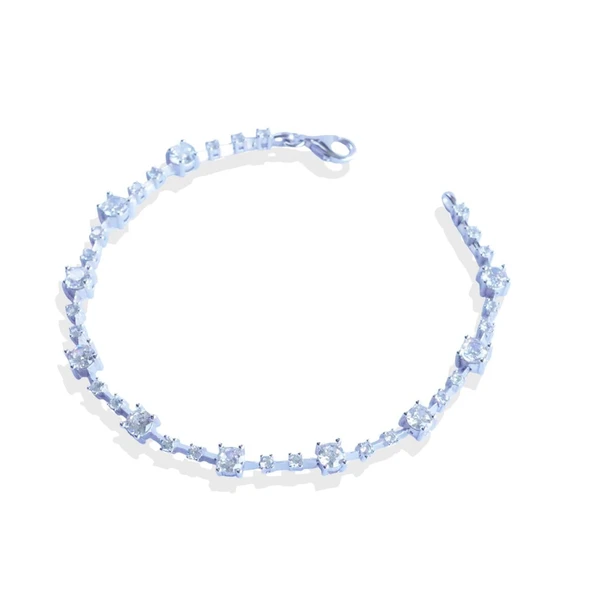 Round Kesim Starlight Diamond Gümüş Bileklik - Resim 5