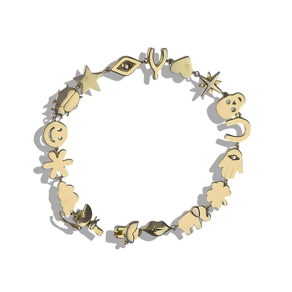 Şans Figürlü Gold Gümüş Bileklik - Resim 5