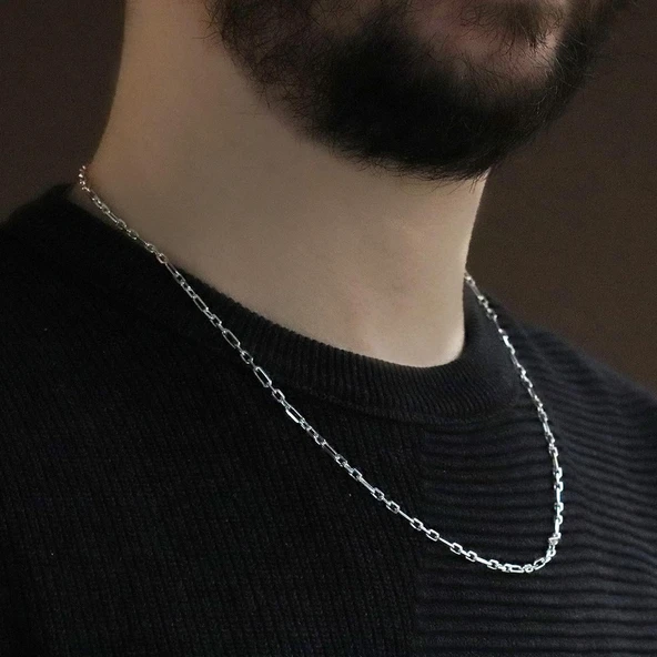 3+1 Forsa 3mm Gümüş Zincir Kolye ürün görseli 1