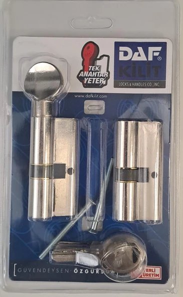 DAF 68 mm BİLYALI ÇELİK KAPI SİLİNDİR SETİ (SATEN) - İKİZ BAREL ürün görseli 1