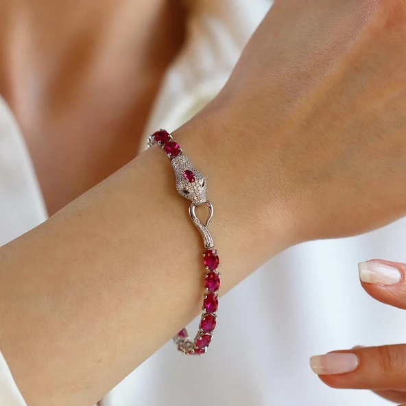 Sky Red Colleciton Serpent Yakut Creatif Gümüş Bileklik ürün görseli 1