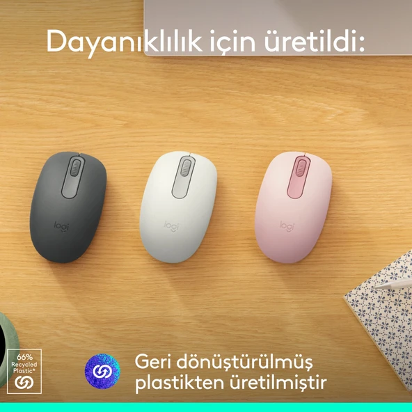 Logitech M196 Bluetooth Kablosuz Kompakt Pc ve Mac ile Uyumlu Mouse - Beyaz - Resim 5