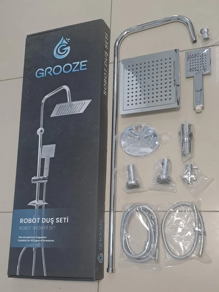 GROOZE ROBOT DUŞ SETİ - FLAT DUŞ SETİ - KENZA - KOMPLE KROM - Resim 2