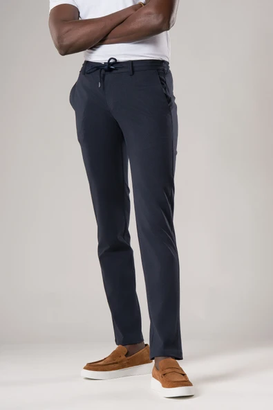 Slimfit Beli Lastikli ve İplikli Dokulu Likralı Yazlık Jogger Pantolon ürün görseli 1