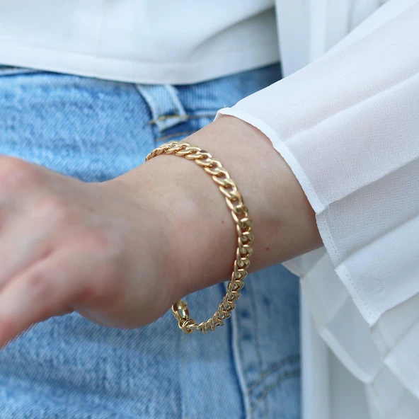 Gurmet Modeli Gold Kaplama Hallow Bileklik - Resim 2
